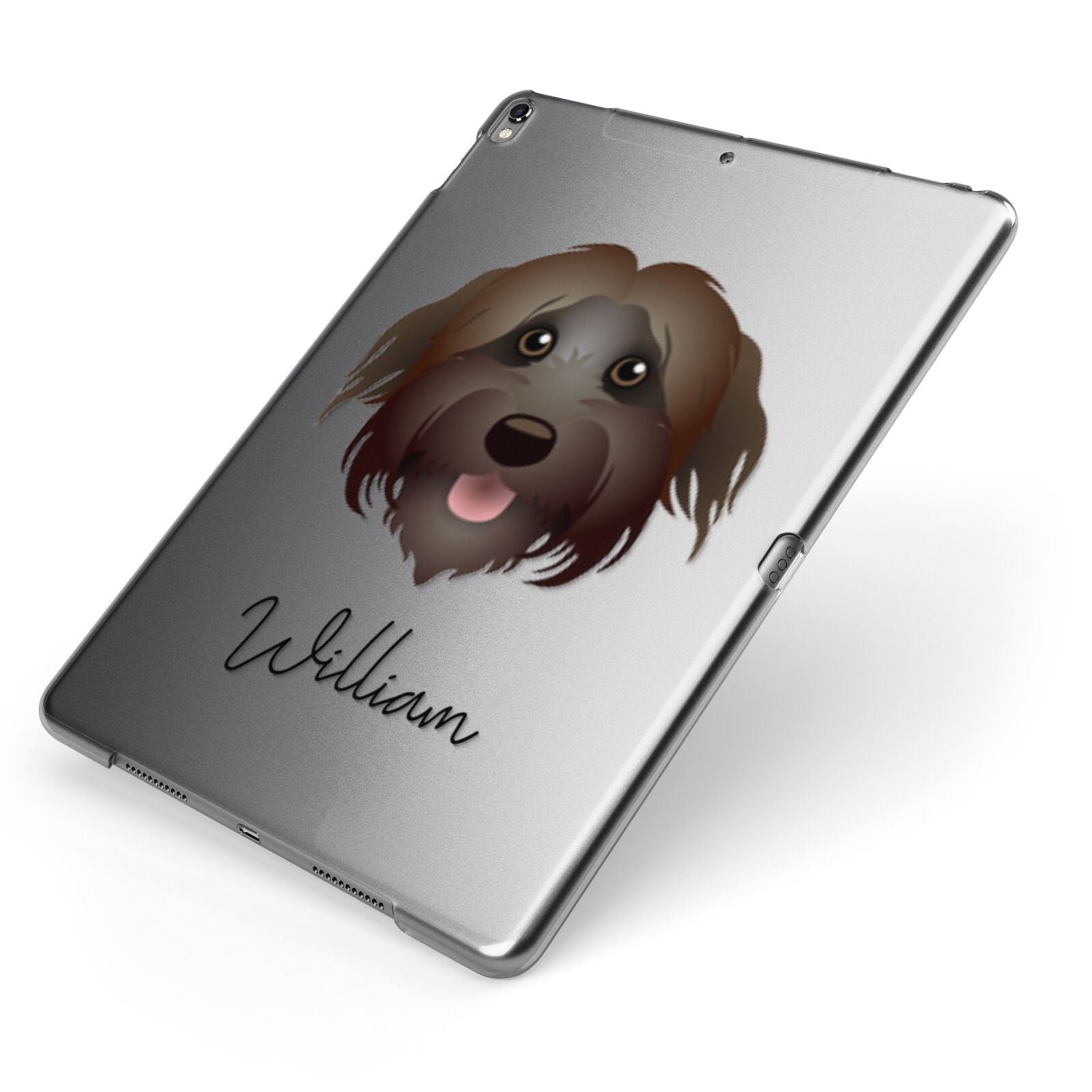 Pyrenean Shepherd Personalised Apple iPad Case on Grey iPad Side View