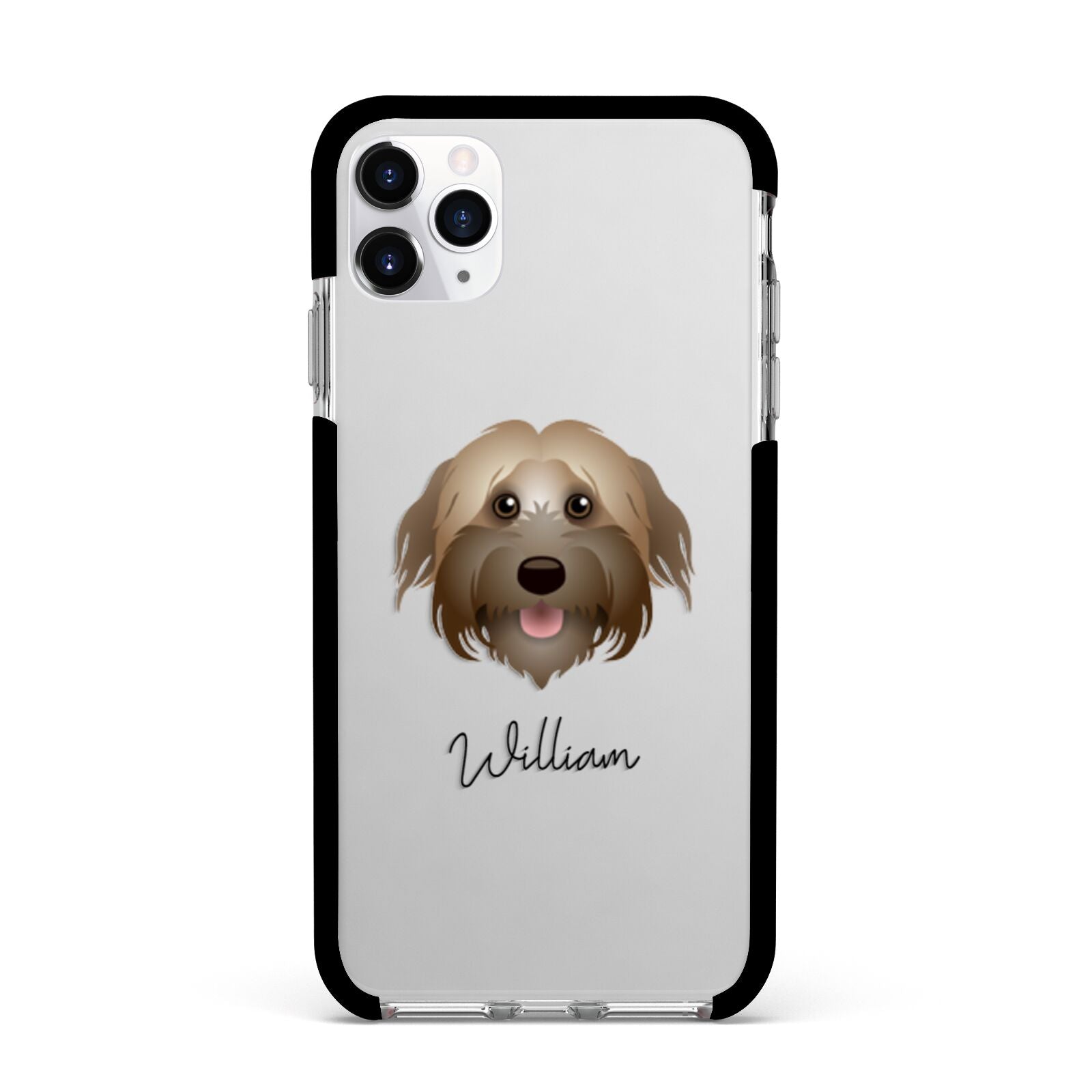Pyrenean Shepherd Personalised Apple iPhone 11 Pro Max in Silver with Black Impact Case