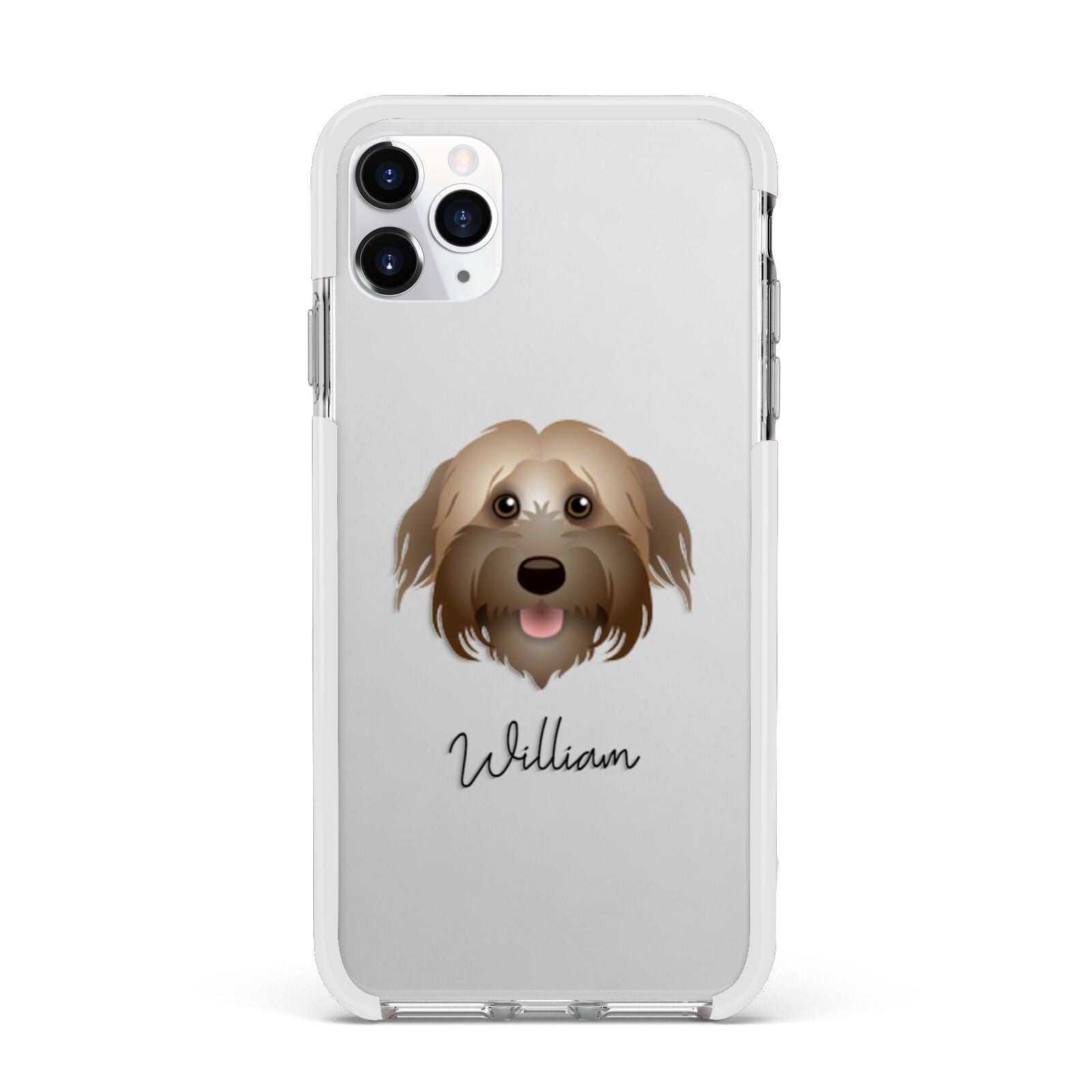 Pyrenean Shepherd Personalised Apple iPhone 11 Pro Max in Silver with White Impact Case