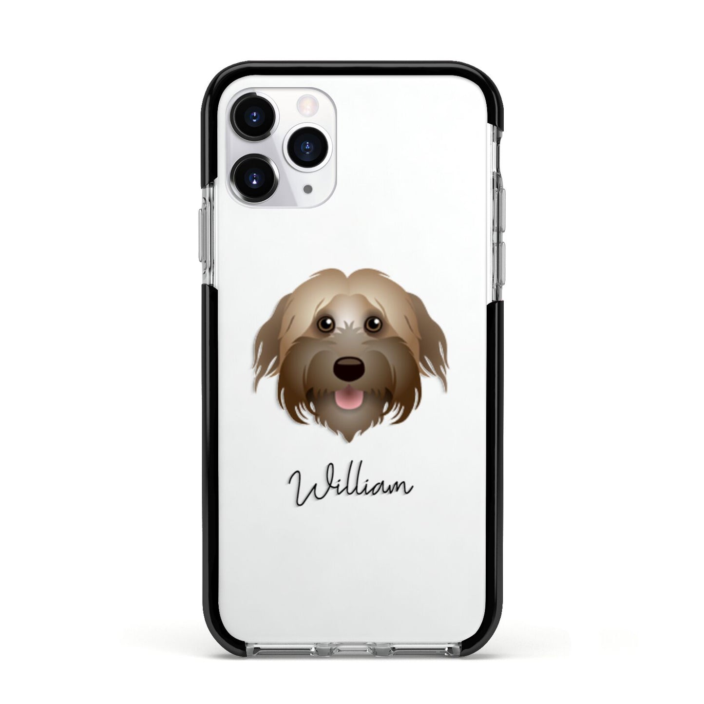Pyrenean Shepherd Personalised Apple iPhone 11 Pro in Silver with Black Impact Case