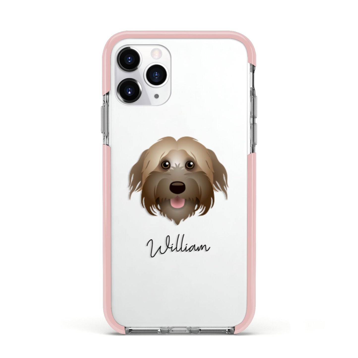 Pyrenean Shepherd Personalised Apple iPhone 11 Pro in Silver with Pink Impact Case