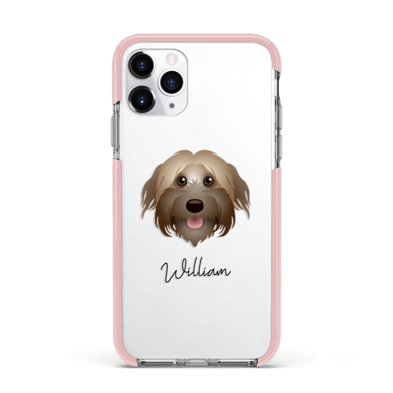 Pyrenean Shepherd Personalised Apple iPhone 11 Pro in Silver with Pink Impact Case