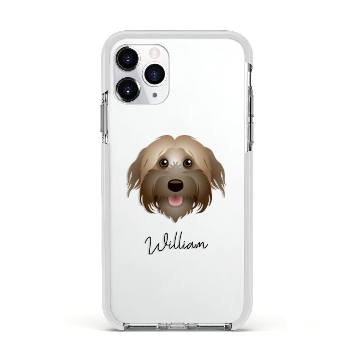 Pyrenean Shepherd Personalised Apple iPhone 11 Pro in Silver with White Impact Case
