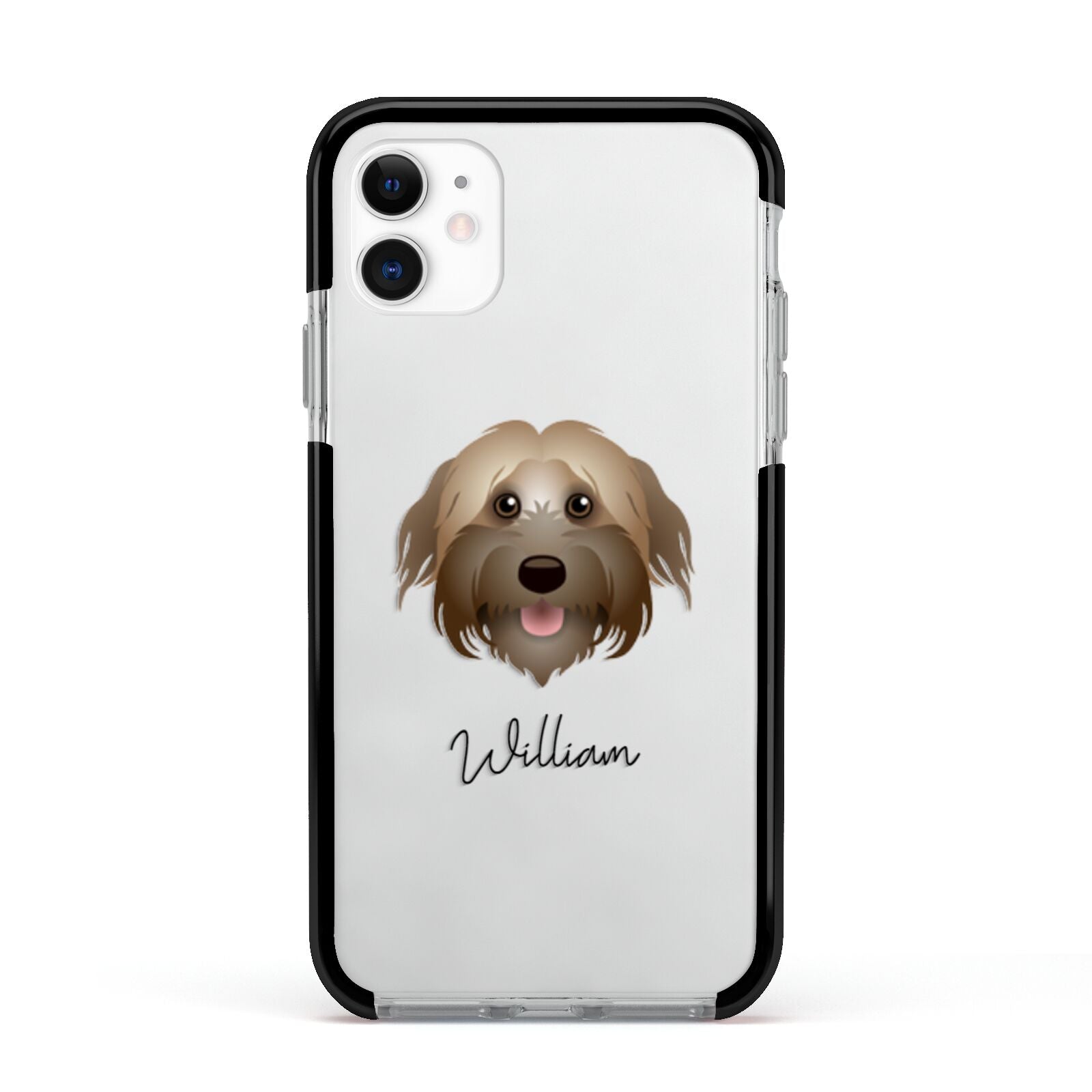 Pyrenean Shepherd Personalised Apple iPhone 11 in White with Black Impact Case