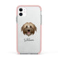Pyrenean Shepherd Personalised Apple iPhone 11 in White with Pink Impact Case