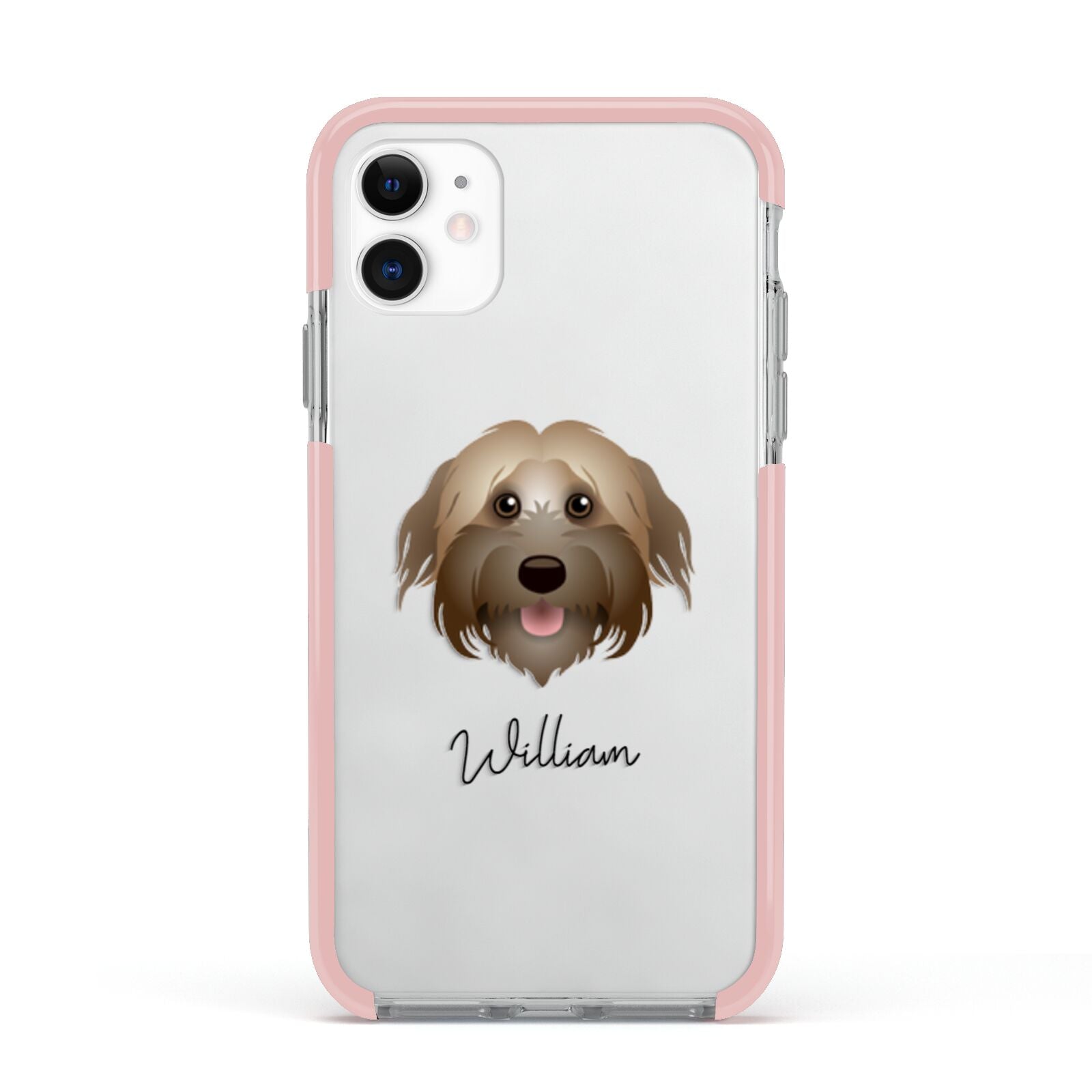 Pyrenean Shepherd Personalised Apple iPhone 11 in White with Pink Impact Case
