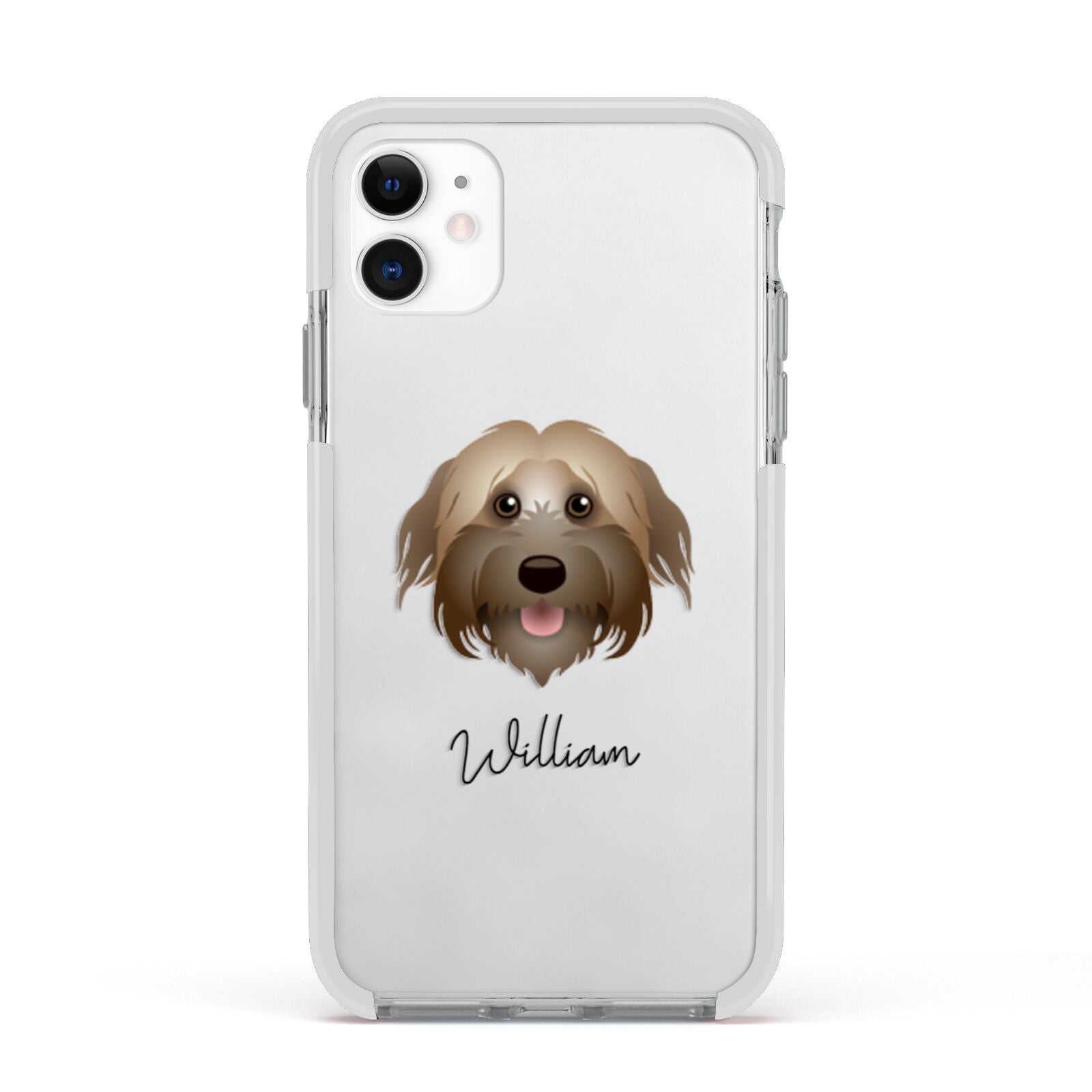 Pyrenean Shepherd Personalised Apple iPhone 11 in White with White Impact Case