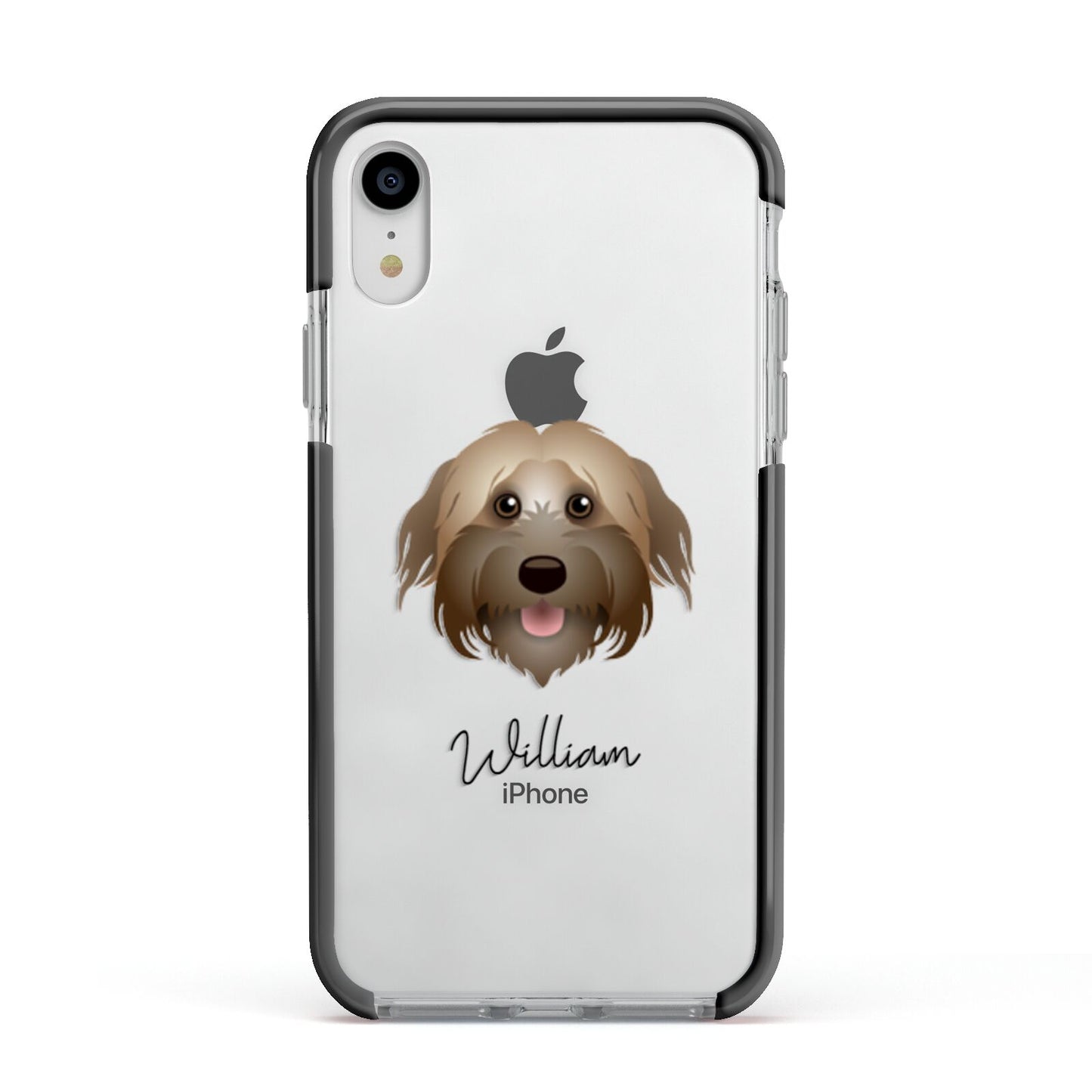 Pyrenean Shepherd Personalised Apple iPhone XR Impact Case Black Edge on Silver Phone