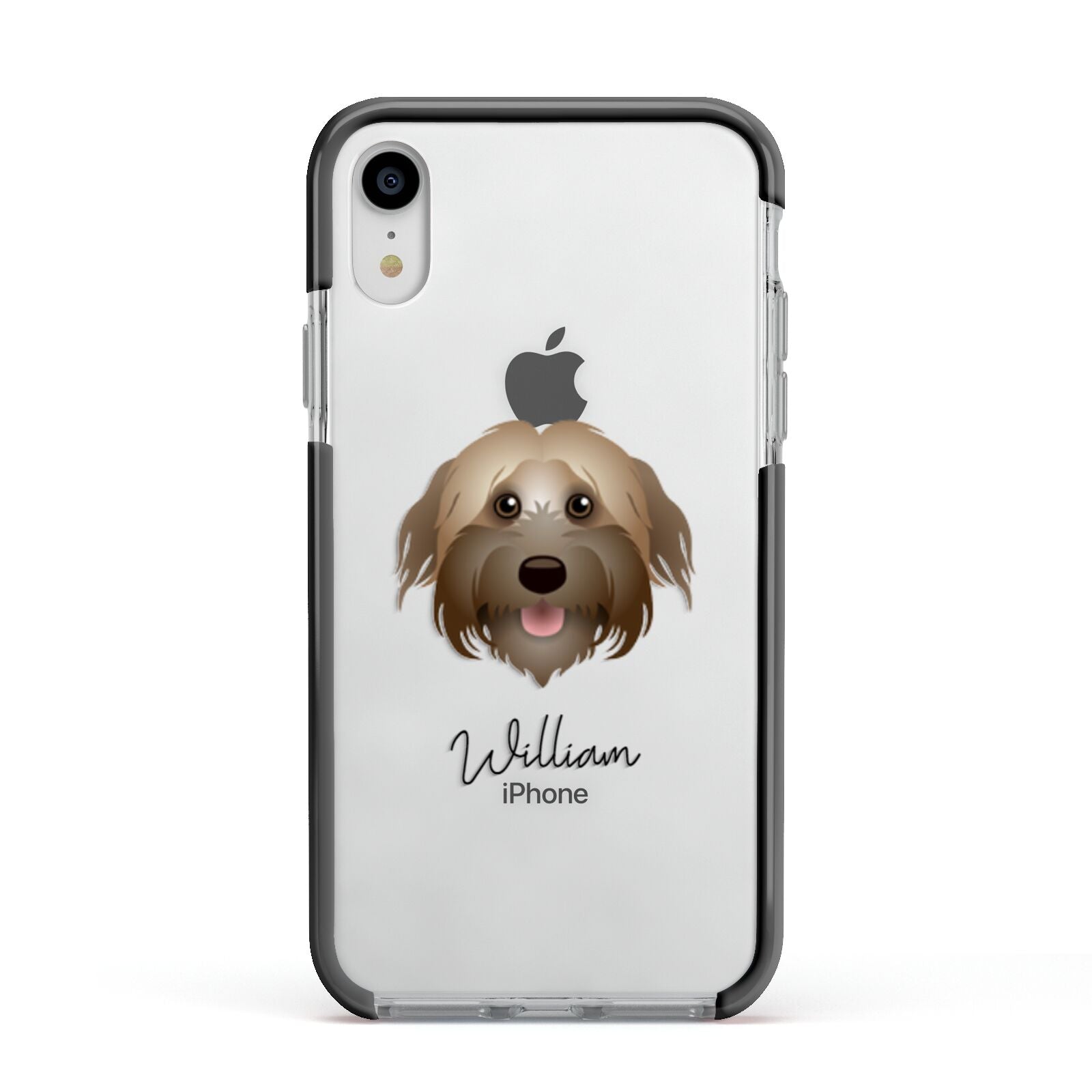 Pyrenean Shepherd Personalised Apple iPhone XR Impact Case Black Edge on Silver Phone