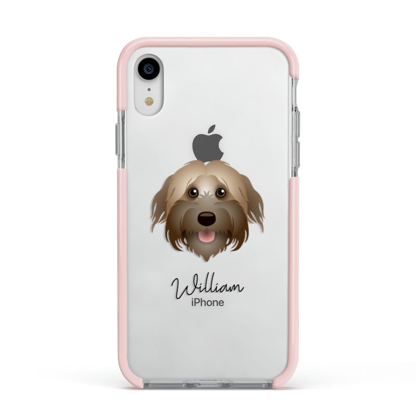 Pyrenean Shepherd Personalised Apple iPhone XR Impact Case Pink Edge on Silver Phone