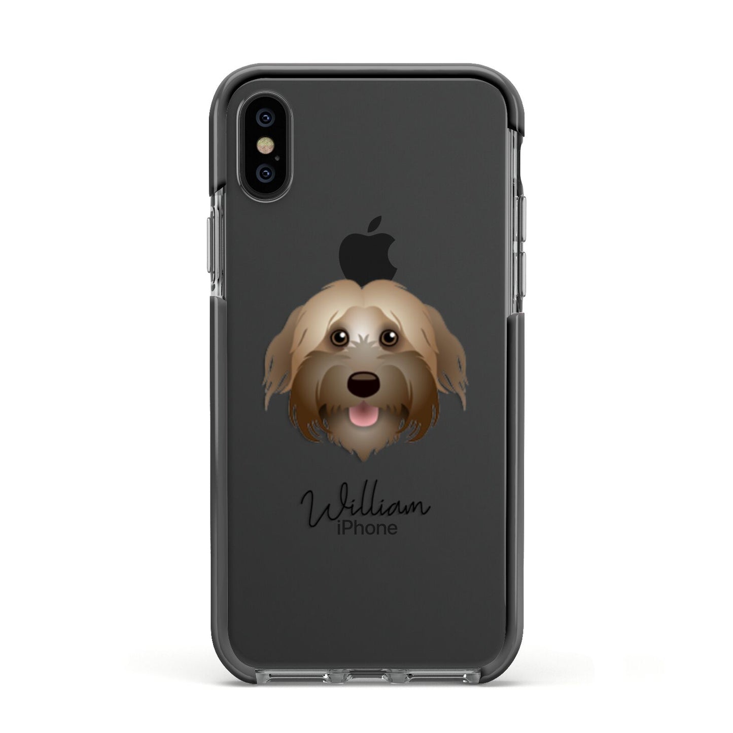 Pyrenean Shepherd Personalised Apple iPhone Xs Impact Case Black Edge on Black Phone