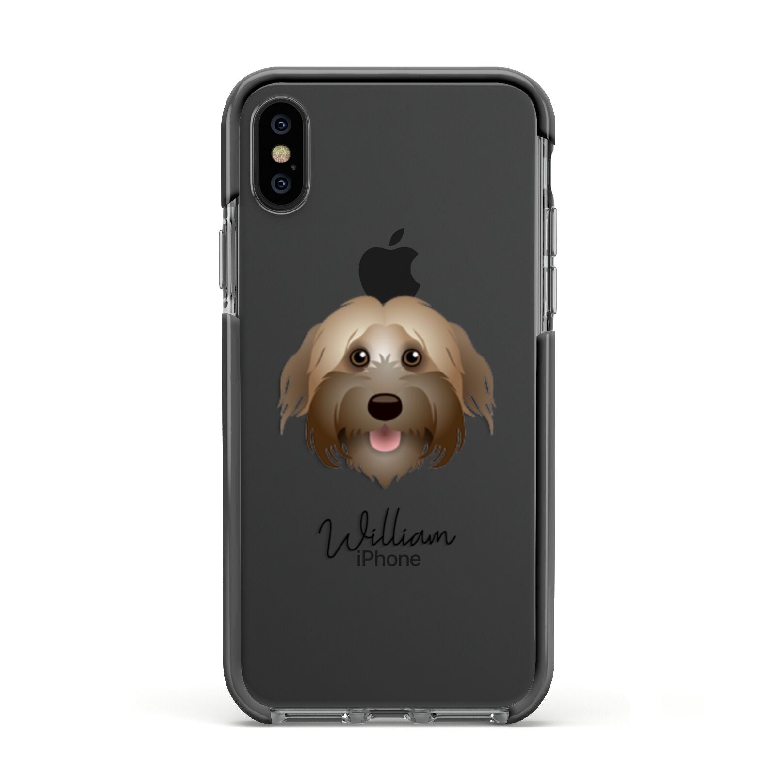 Pyrenean Shepherd Personalised Apple iPhone Xs Impact Case Black Edge on Black Phone