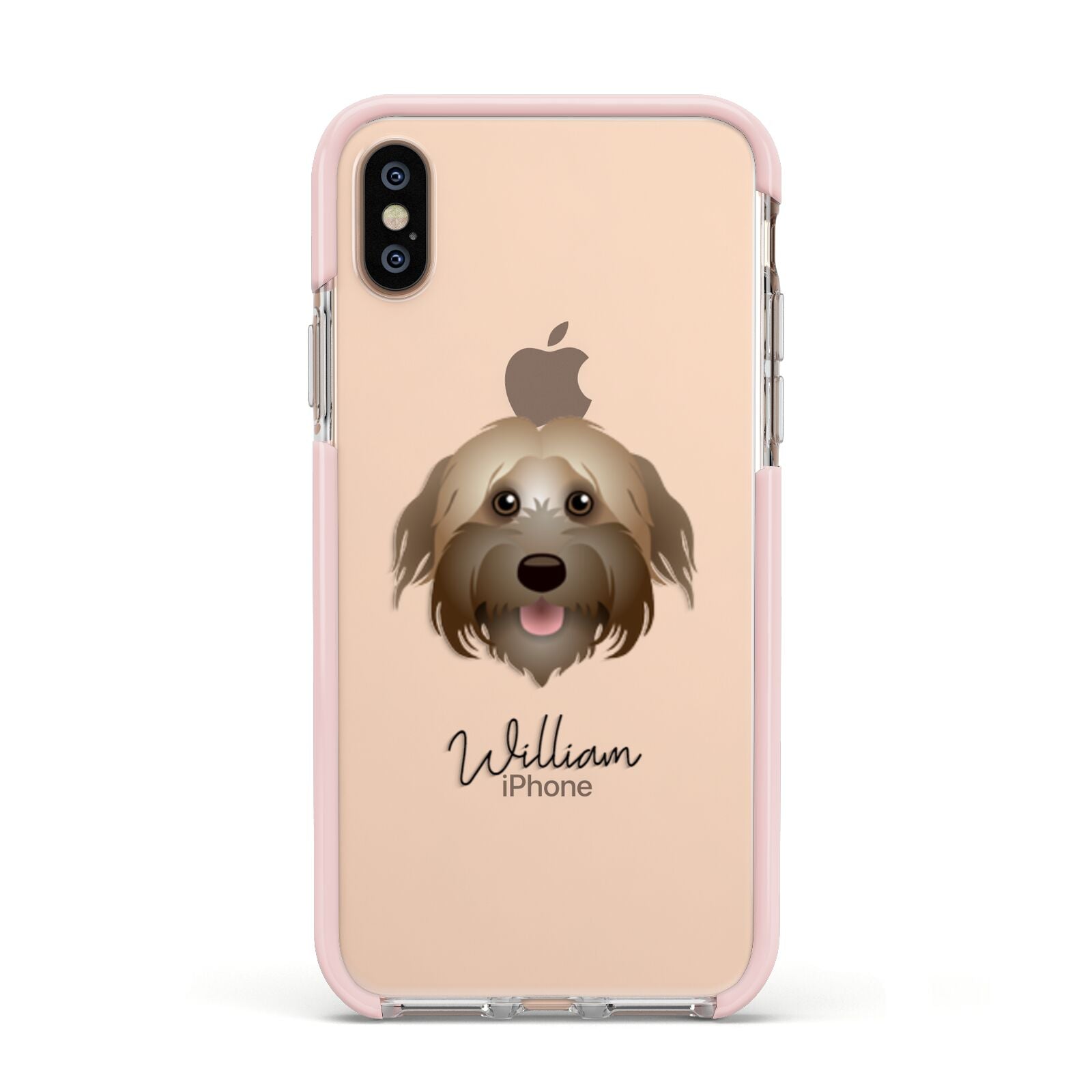 Pyrenean Shepherd Personalised Apple iPhone Xs Impact Case Pink Edge on Gold Phone