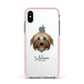 Pyrenean Shepherd Personalised Apple iPhone Xs Impact Case Pink Edge on Silver Phone