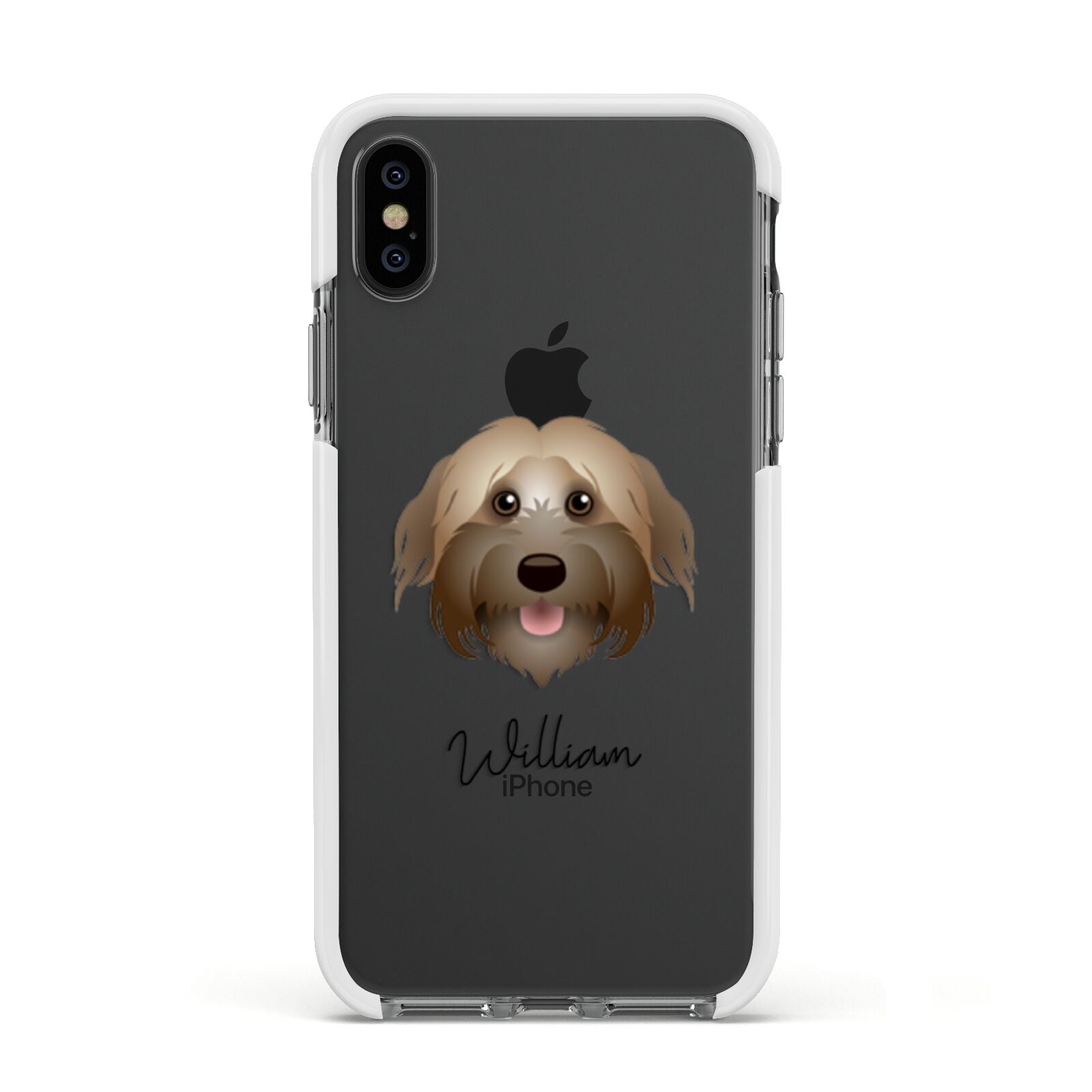Pyrenean Shepherd Personalised Apple iPhone Xs Impact Case White Edge on Black Phone