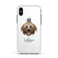 Pyrenean Shepherd Personalised Apple iPhone Xs Impact Case White Edge on Silver Phone