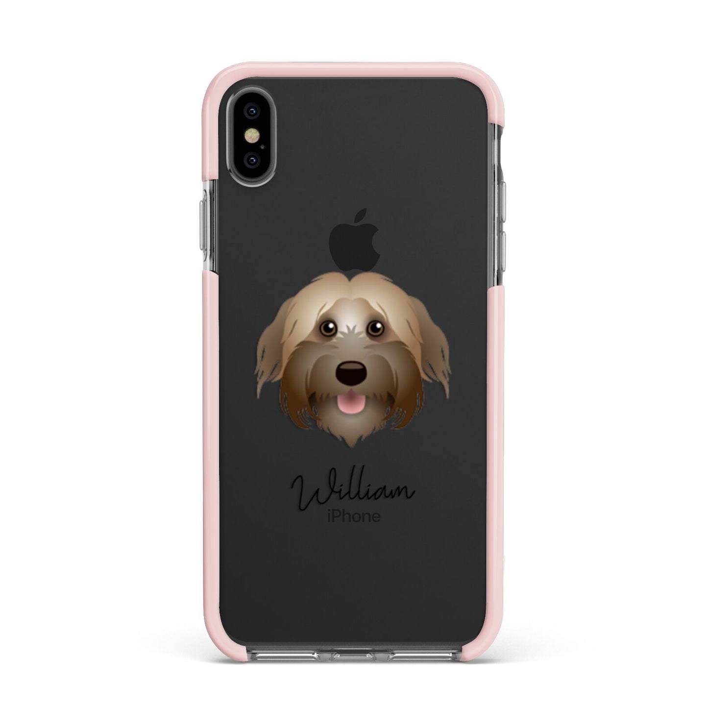 Pyrenean Shepherd Personalised Apple iPhone Xs Max Impact Case Pink Edge on Black Phone