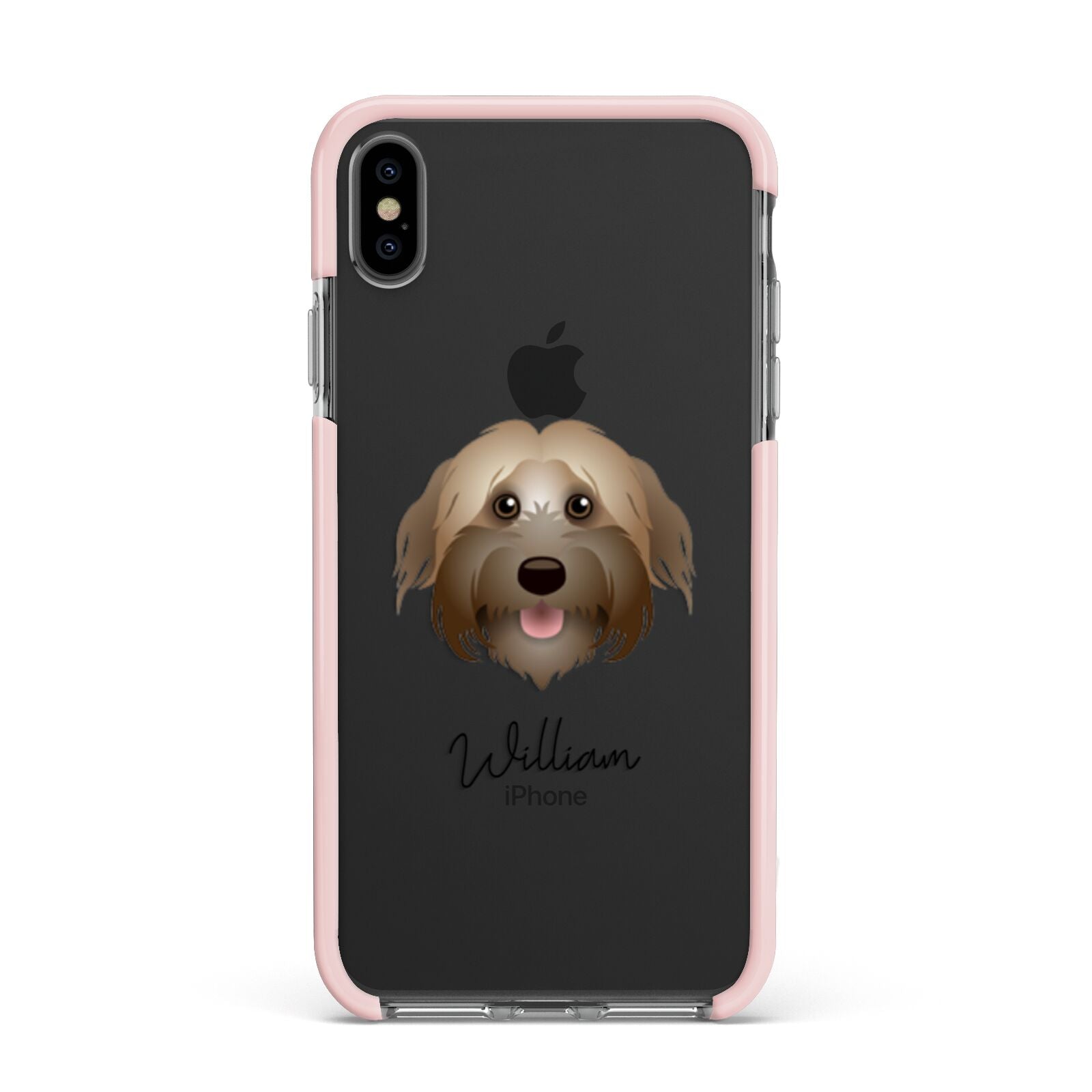 Pyrenean Shepherd Personalised Apple iPhone Xs Max Impact Case Pink Edge on Black Phone