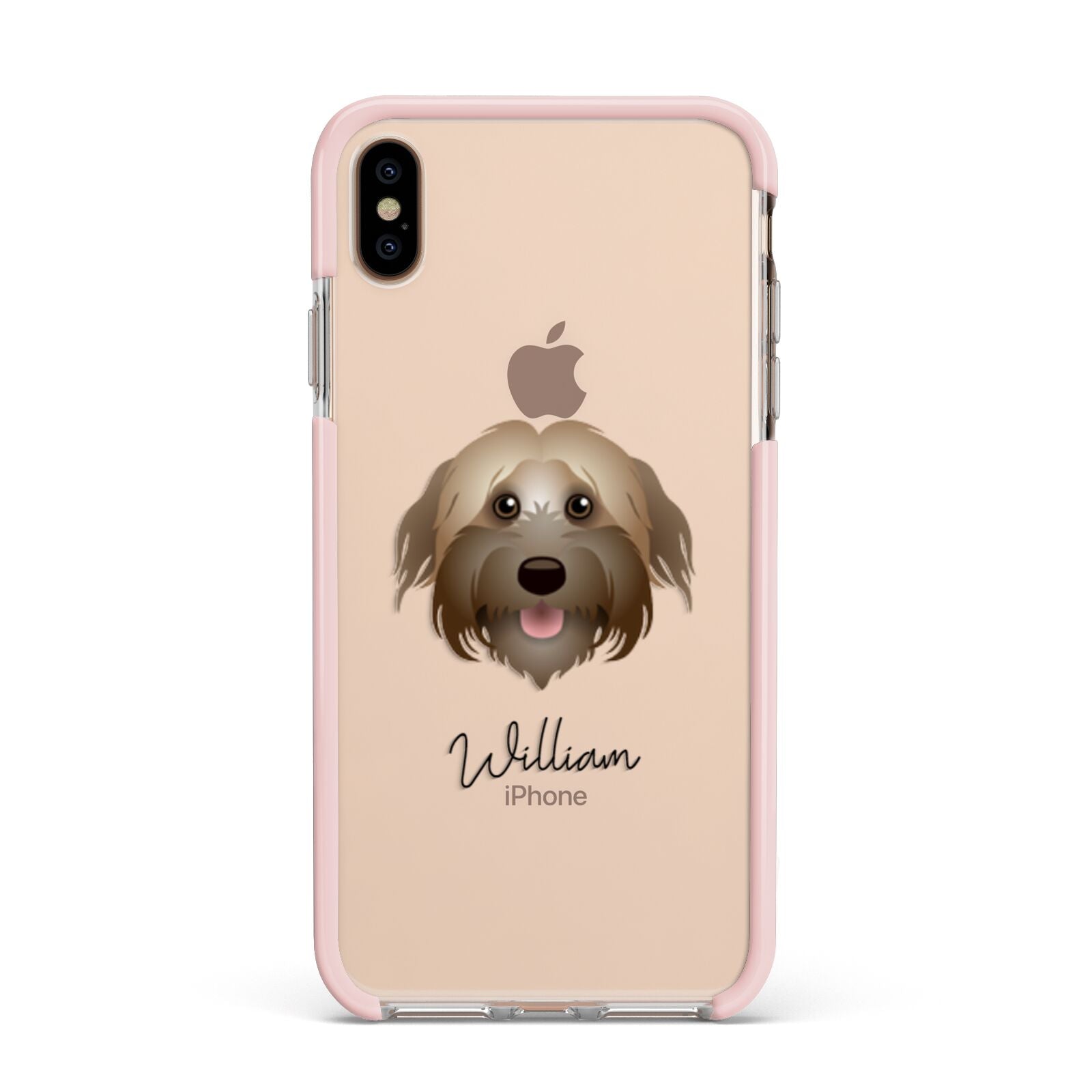 Pyrenean Shepherd Personalised Apple iPhone Xs Max Impact Case Pink Edge on Gold Phone