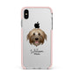 Pyrenean Shepherd Personalised Apple iPhone Xs Max Impact Case Pink Edge on Silver Phone