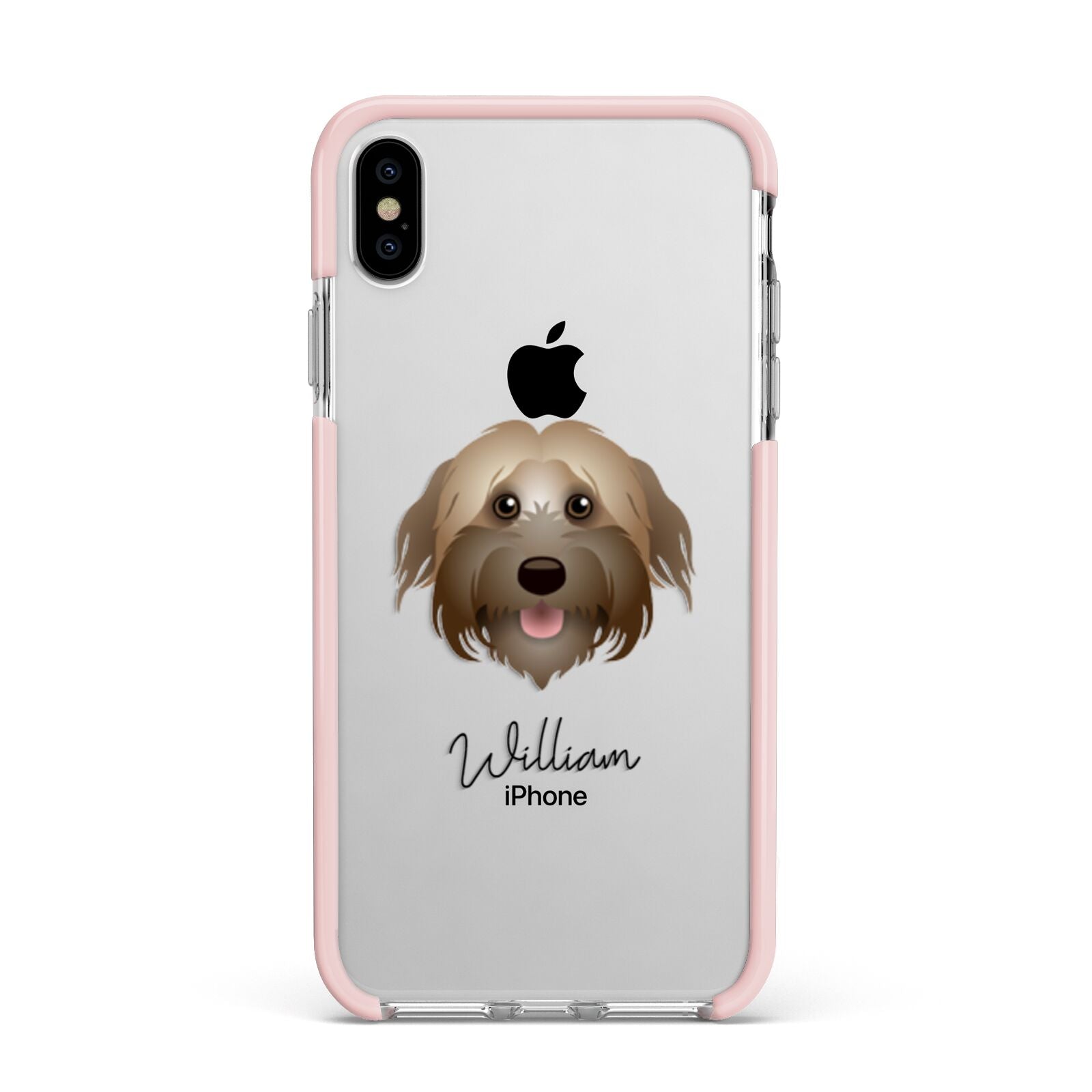 Pyrenean Shepherd Personalised Apple iPhone Xs Max Impact Case Pink Edge on Silver Phone