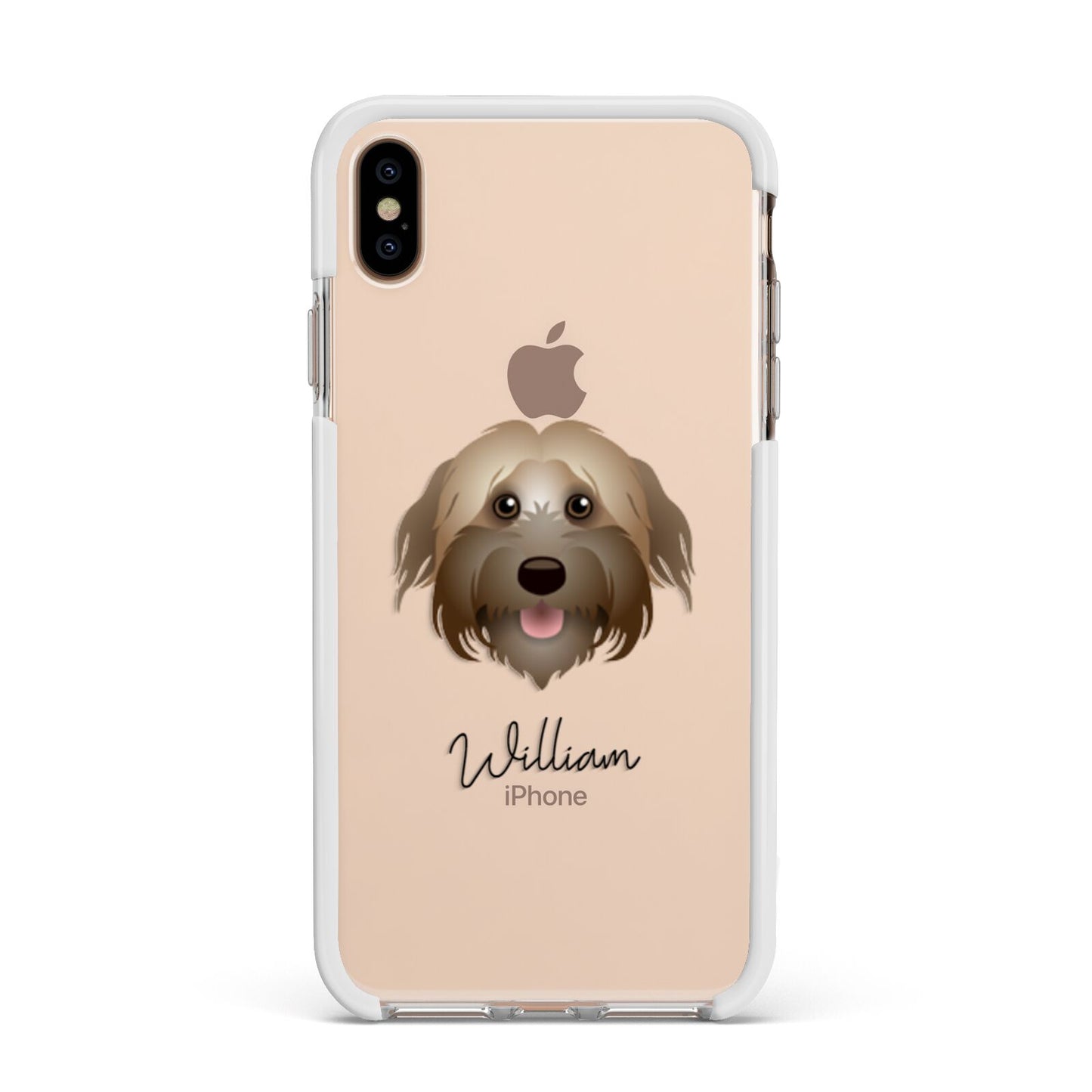 Pyrenean Shepherd Personalised Apple iPhone Xs Max Impact Case White Edge on Gold Phone