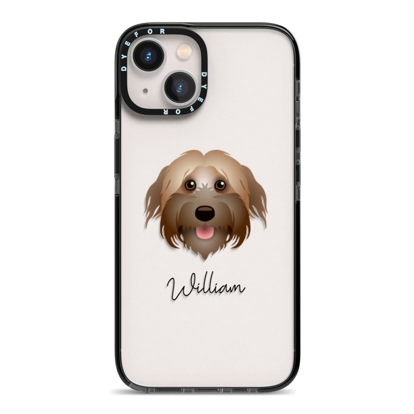 Pyrenean Shepherd Personalised iPhone 13 Black Impact Case on Silver phone
