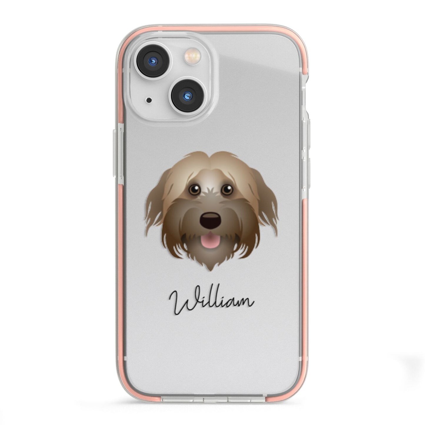 Pyrenean Shepherd Personalised iPhone 13 Mini TPU Impact Case with Pink Edges