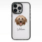 Pyrenean Shepherd Personalised iPhone 13 Pro Black Impact Case on Silver phone
