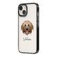 Pyrenean Shepherd Personalised iPhone 14 Black Impact Case Side Angle on Silver phone