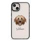 Pyrenean Shepherd Personalised iPhone 14 Plus Black Impact Case on Silver phone