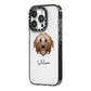 Pyrenean Shepherd Personalised iPhone 14 Pro Black Impact Case Side Angle on Silver phone