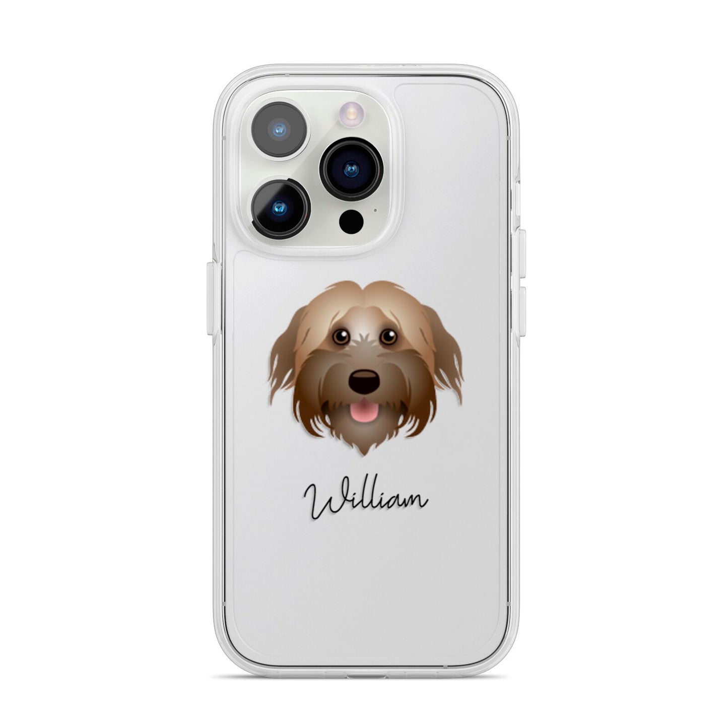 Pyrenean Shepherd Personalised iPhone 14 Pro Clear Tough Case Silver