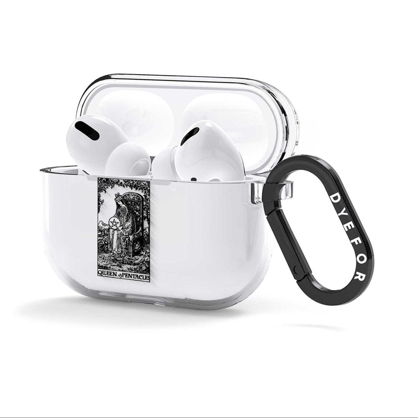 Queen of Pentacles Monochrome AirPods Clear Case 3rd Gen Side Image