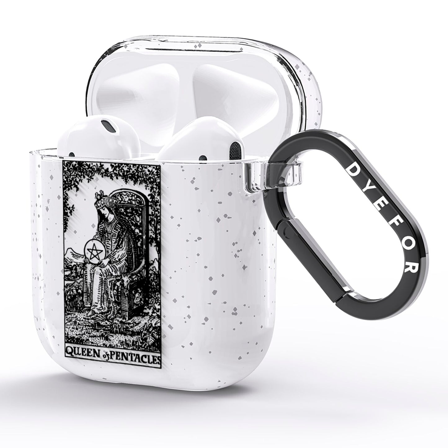 Queen of Pentacles Monochrome AirPods Glitter Case Side Image
