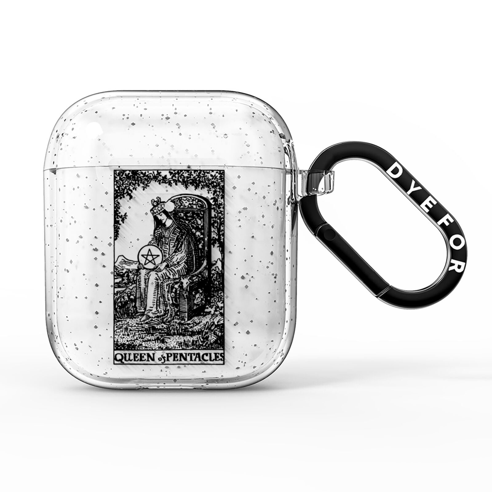 Queen of Pentacles Monochrome AirPods Glitter Case