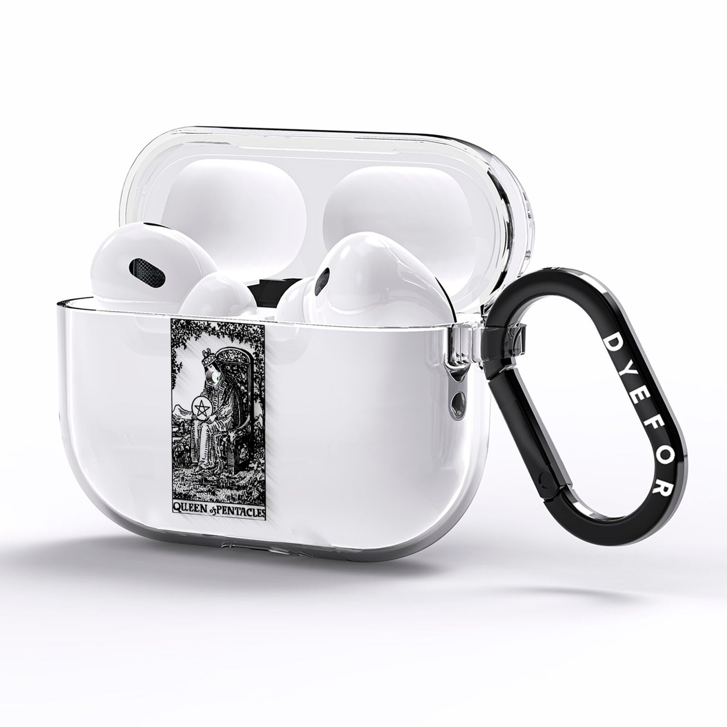 Queen of Pentacles Monochrome AirPods Pro Clear Case Side Image