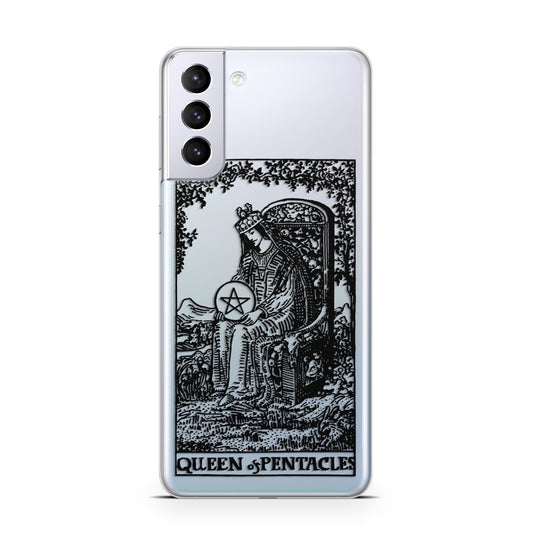 Queen of Pentacles Monochrome Samsung S21 Plus Phone Case