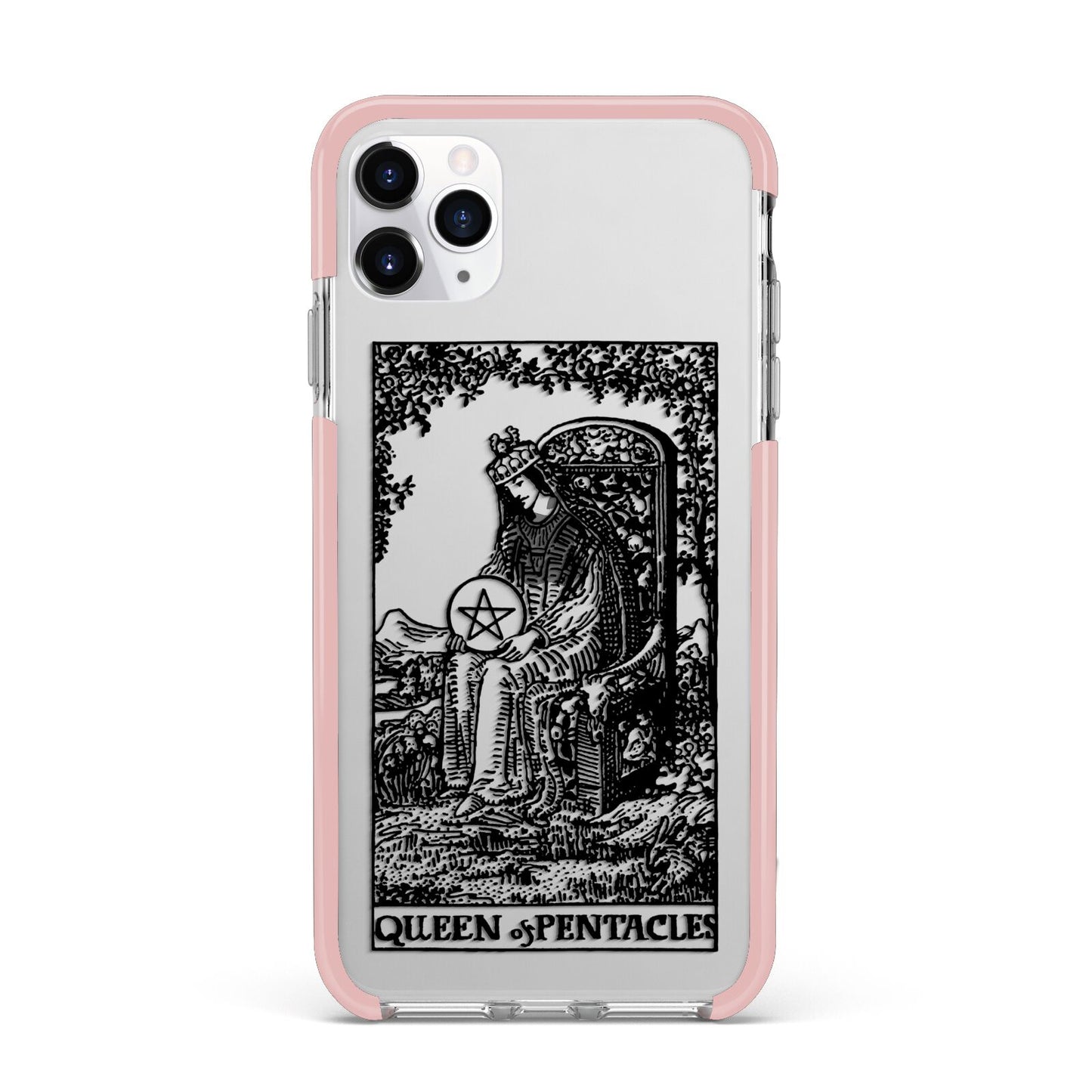 Queen of Pentacles Monochrome iPhone 11 Pro Max Impact Pink Edge Case