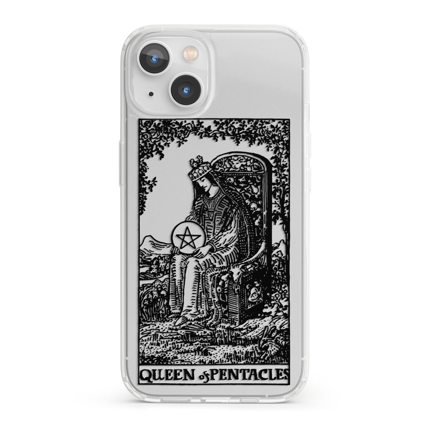 Queen of Pentacles Monochrome iPhone 13 Clear Bumper Case