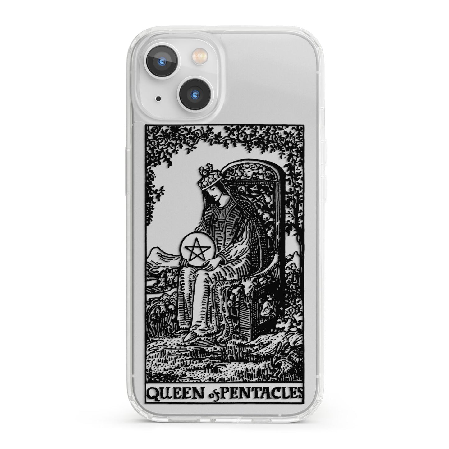 Queen of Pentacles Monochrome iPhone 13 Clear Bumper Case