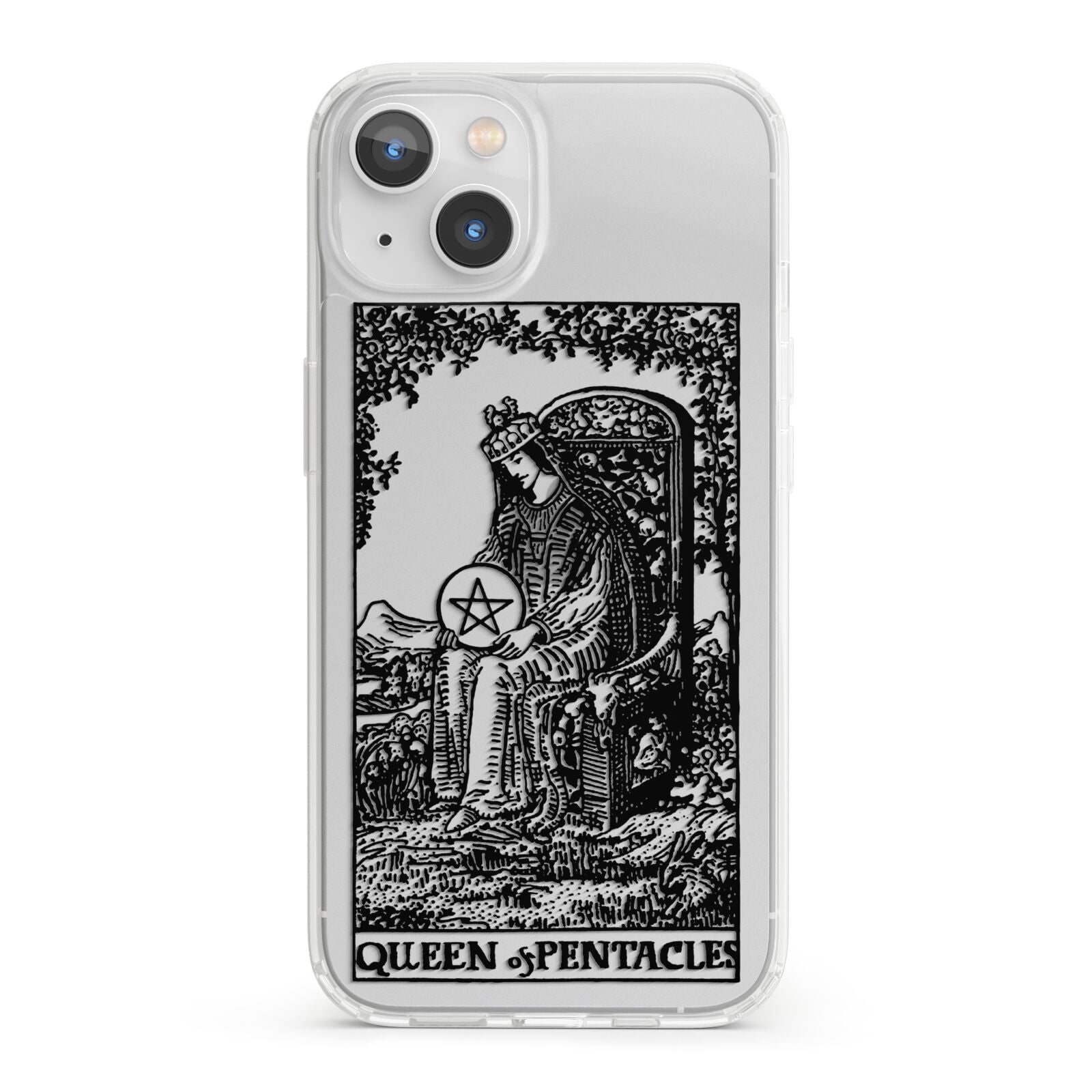 Queen of Pentacles Monochrome iPhone 13 Clear Bumper Case