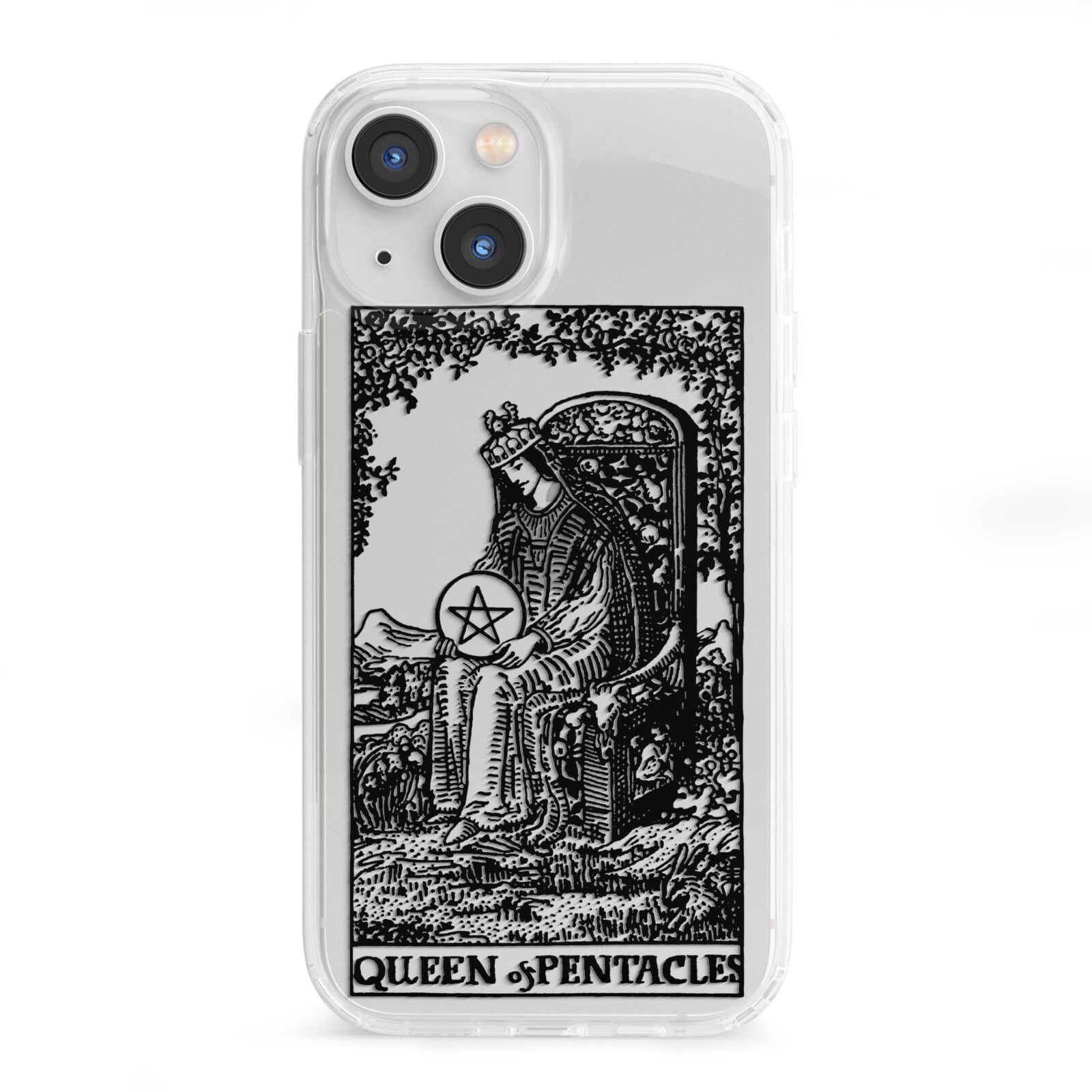Queen of Pentacles Monochrome iPhone 13 Mini Clear Bumper Case