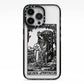 Queen of Pentacles Monochrome iPhone 13 Pro Black Impact Case on Silver phone