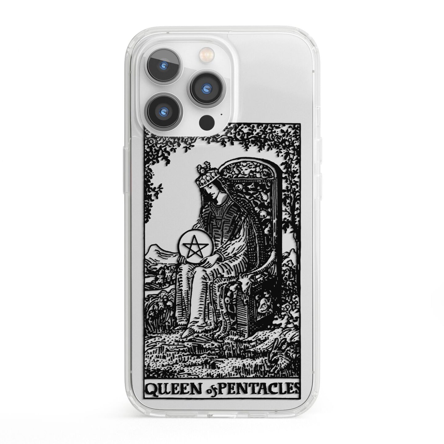 Queen of Pentacles Monochrome iPhone 13 Pro Clear Bumper Case