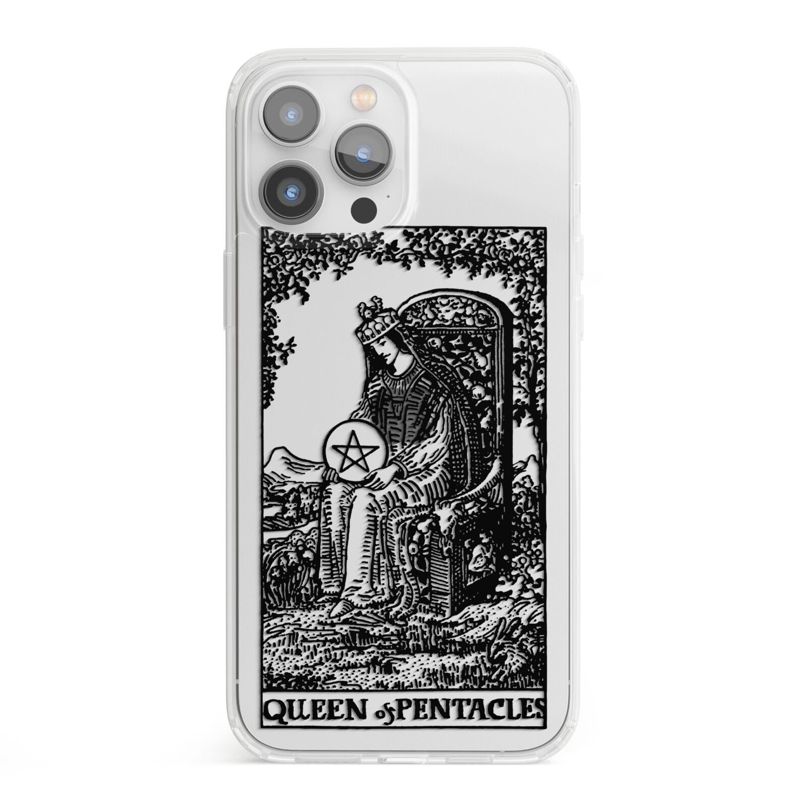 Queen of Pentacles Monochrome iPhone 13 Pro Max Clear Bumper Case