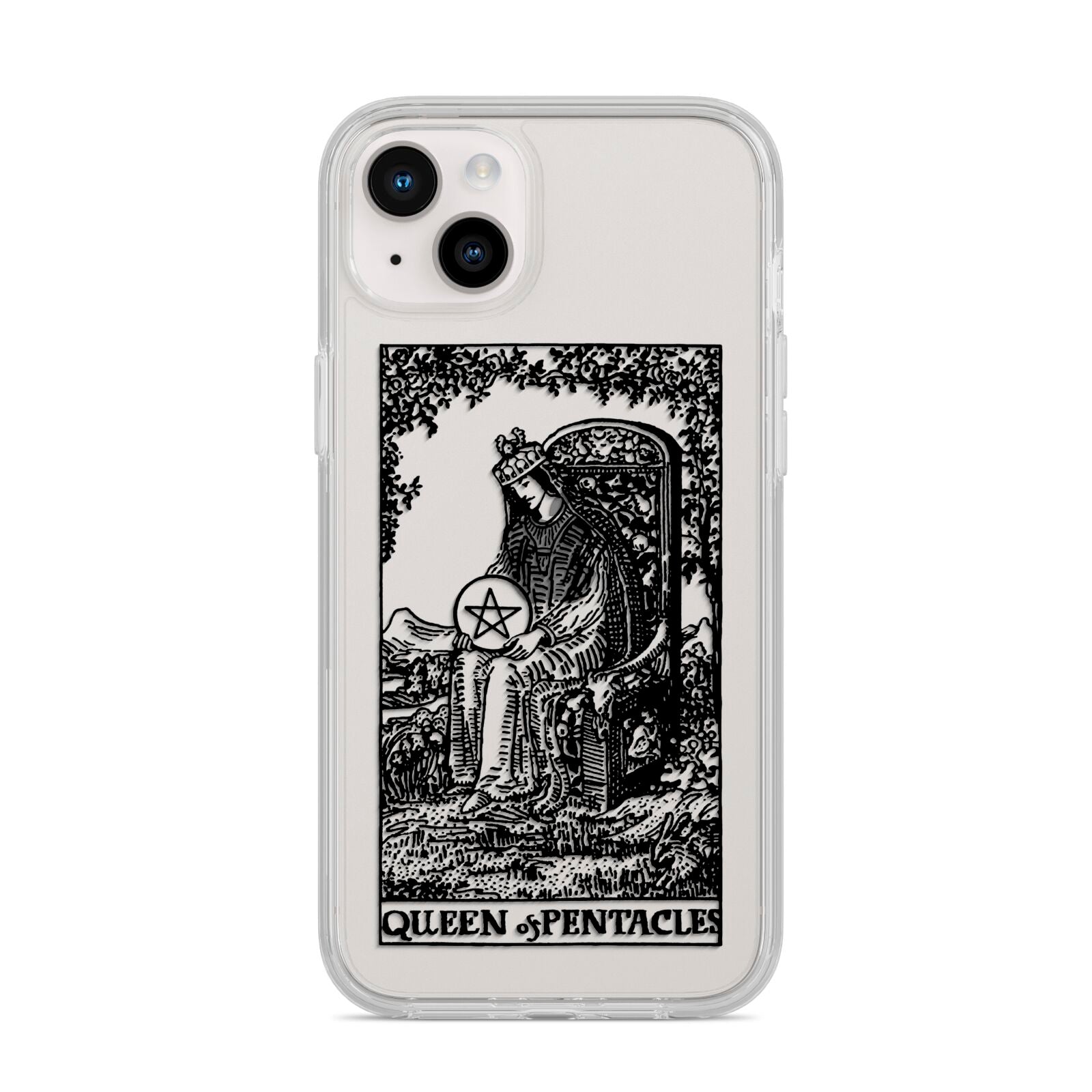 Queen of Pentacles Monochrome iPhone 14 Plus Clear Tough Case Starlight