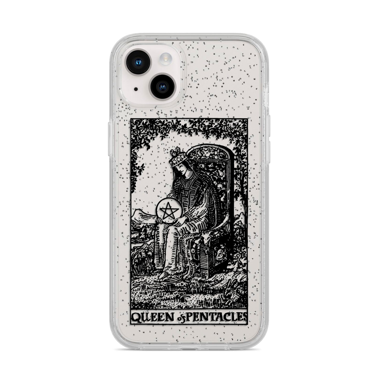 Queen of Pentacles Monochrome iPhone 14 Plus Glitter Tough Case Starlight