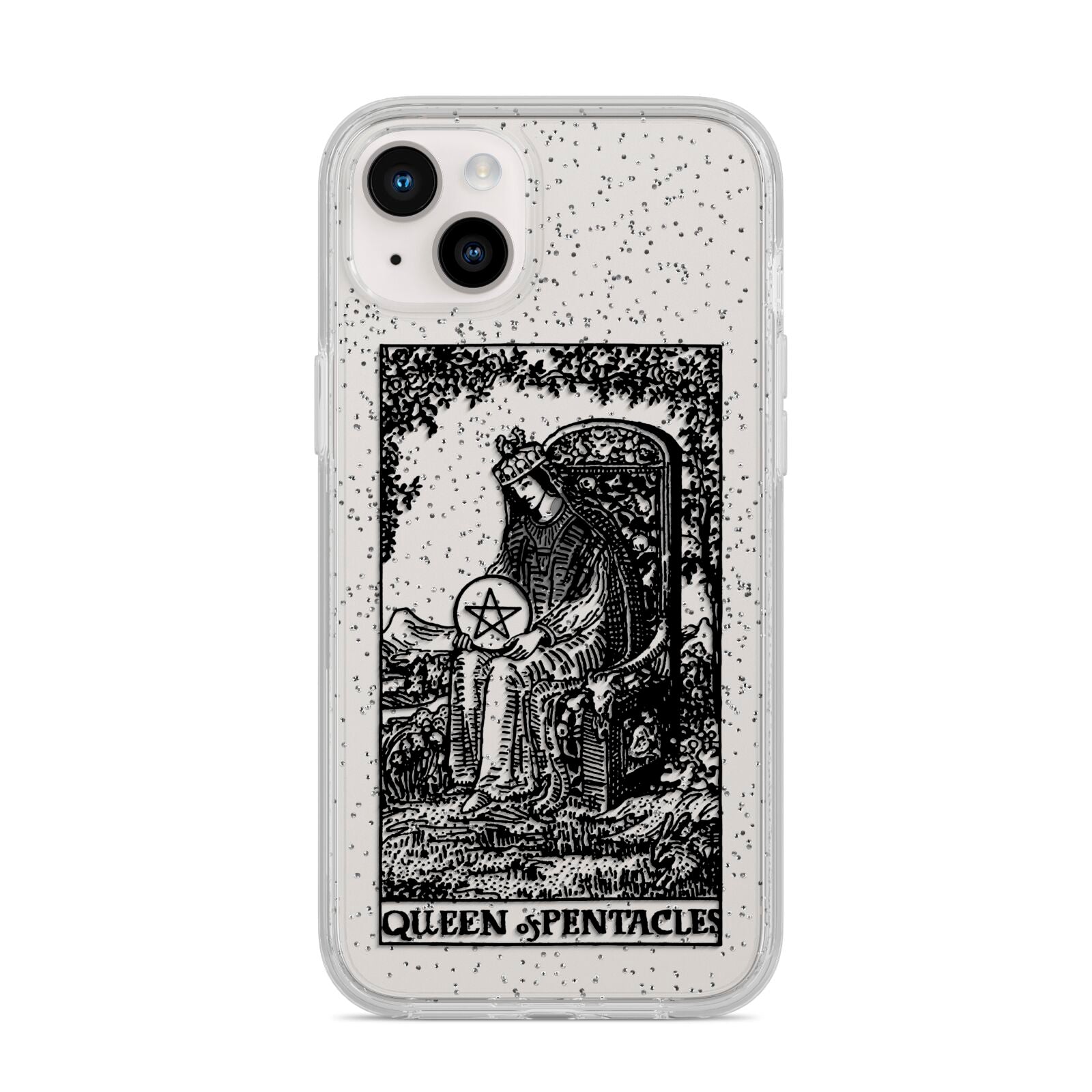 Queen of Pentacles Monochrome iPhone 14 Plus Glitter Tough Case Starlight