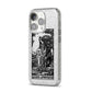 Queen of Pentacles Monochrome iPhone 14 Pro Glitter Tough Case Silver Angled Image